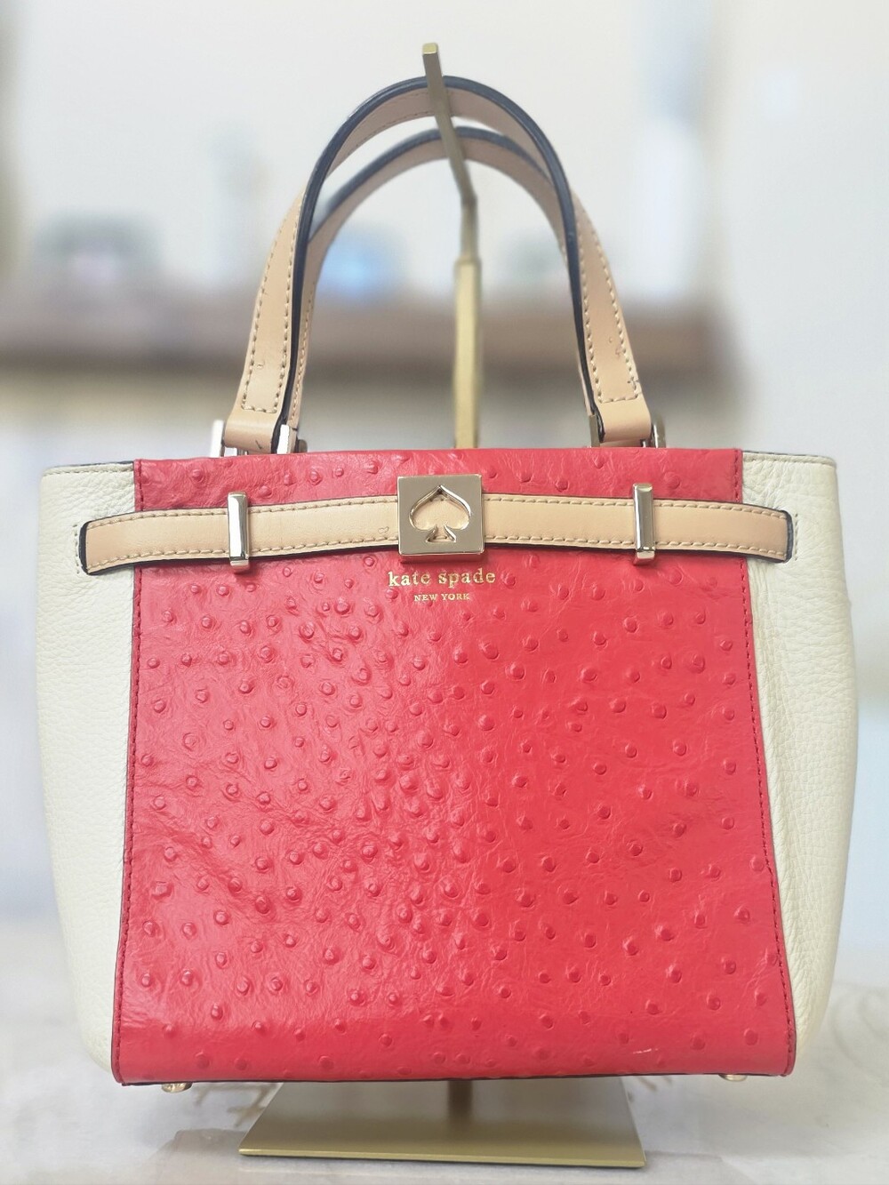 Kate Spade New York Houston Street Ostrich Embossed Satchel